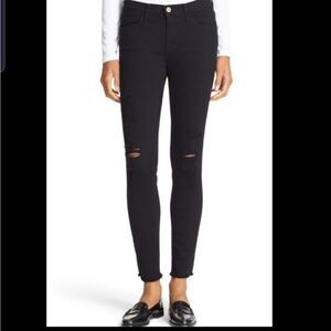 Frame Le Skinny de Jeanne black ripped jeans sz25